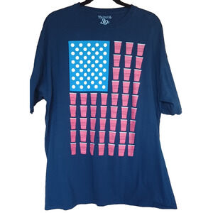 Red White Blue Solo Cup T Shirt Men's XL Patriotic Fourth of July Flag Design